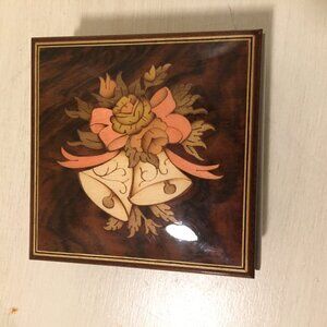 San Francisco Music Box Co 5” Burl Wood w/Key, Inscribed Anniversary Gift